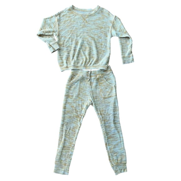 Old Navy Kids 2-Piece Waffle Knit Lounge Set | Size 5T | Yellow White Girls - Picture 2 of 13